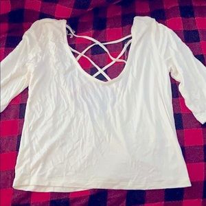 Charlotte russe crisscross crop medium sleeve